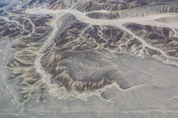 Texture de la Terre Vue depuis le haut du plateau de Nazca Paysage de Nazca Pérou