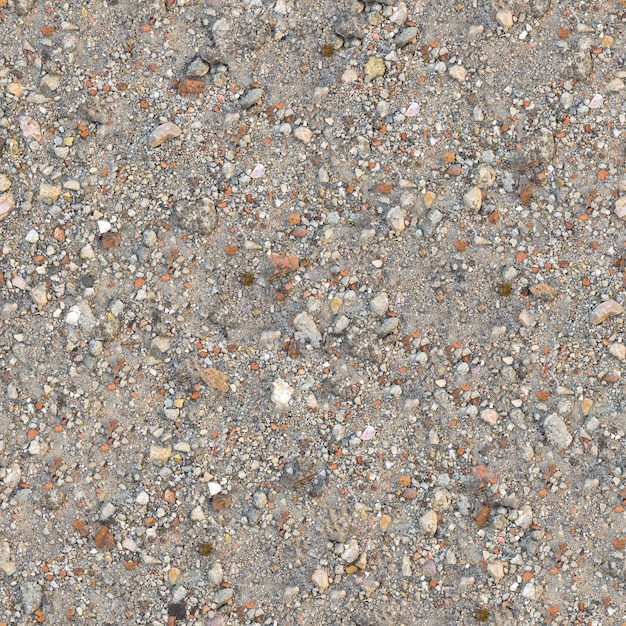 Texture Tileable sans couture de fragment de sol poussiéreux avec des morceaux de débris - brique, Coquina, Macadam.