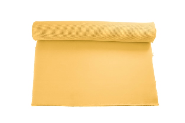 Texture de tissu jaune rugueux tissu tricoté en coton matériaux modernes imperméables à la température flexibles matériaux de contrôle de température multifonctionnels textiles intelligents gros plan de mise au point sélective ne se déchire pas