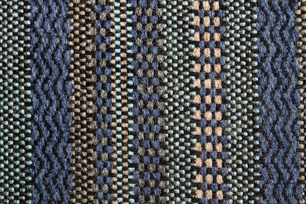 Une texture de tissu de laine bleu dans une vue rapprochée