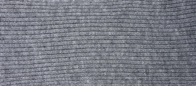 Texture de tissu de laine tricoté gris, plein cadre
