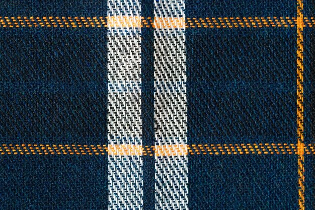 Photo texture de tissu tartan à carreaux bleu blanc et orange gros plan image pour votre conception matériel pour la fabrication de chemises