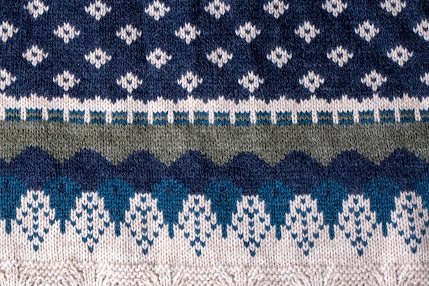 Texture tricotée. Tissu à motifs en laine. Arrière-plan, copiez l'espace. Texture de chandail fait main, motif de laine tricotée