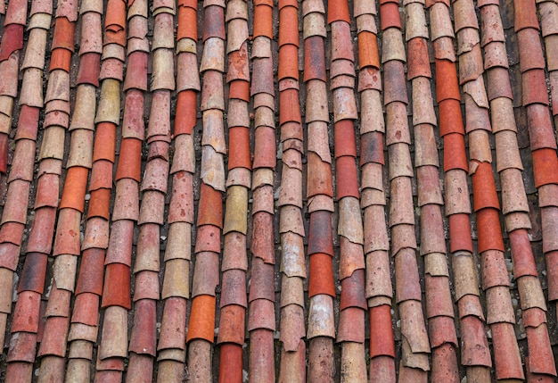 Texture de tuiles de toit d'une vieille maison dans un village