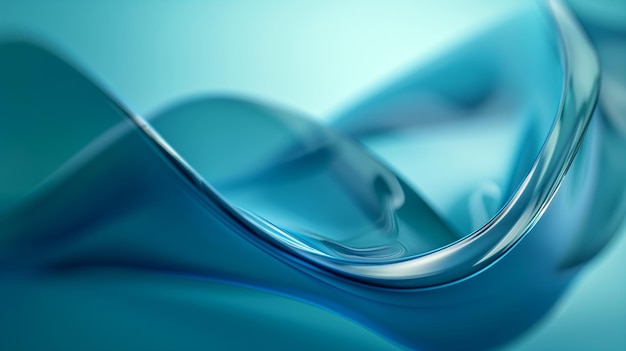 Texture de verre fluide dynamique à courbe bleue pour les présentations de papier peint sur les sites Web, les médias sociaux, le fond en verre 3D coloré, le design graphique à la mode, le verre holographique ondulé, la mise au point sélective.