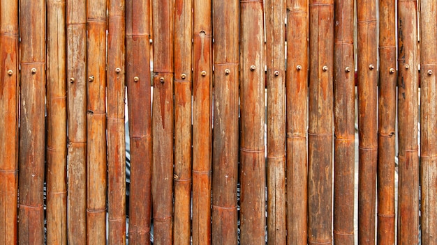 Texture d'une vieille clôture en bambou Ancienne clôture en bambou située à l'extérieur