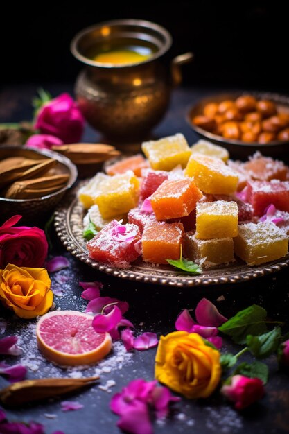 Photo les textures et les détails des bonbons traditionnels préparés pour gudi padwa