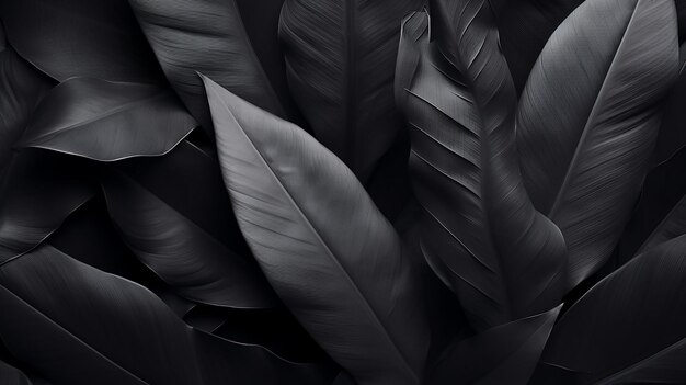 Textures de feuilles noires abstraites pour feuilles tropicales