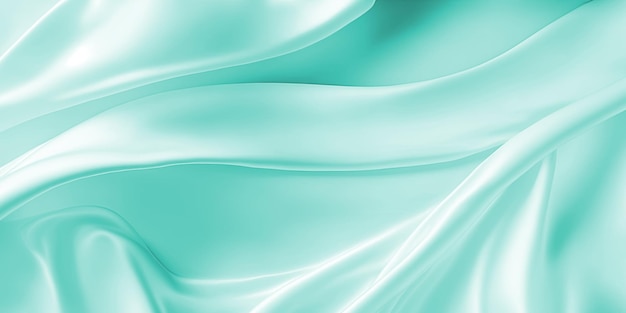Textures de fond de tissu vert menthe tissu lisse minima fond blanc vagues de satin fluides