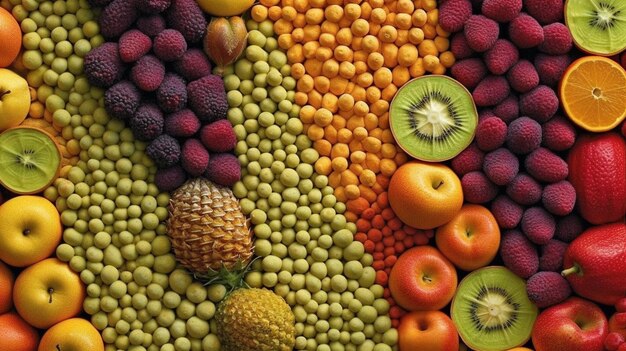 Photo textures fruits et légumes ia générative