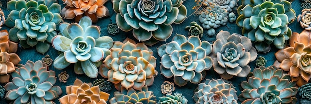 Textures succulentes complexes Un motif de tuiles de plantes en fleurs AI générative