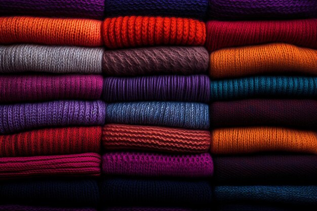 Textures de tissus à tricot colorés