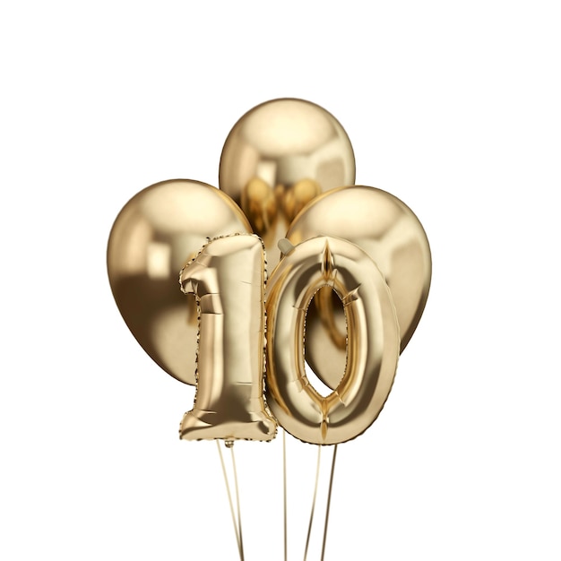 Th anniversaire feuille d'or bouquet de ballons joyeux anniversaire d rendu