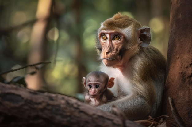 Thailand39s maman singe s'occupe de ses petits