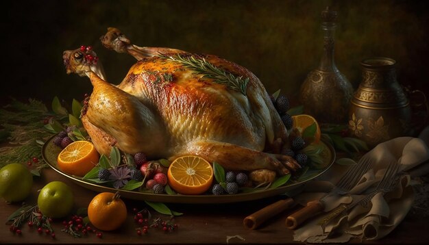 Thanksgiving, dîner champêtre de Thanksgiving, Turquie, IA générative