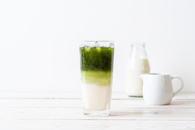 thé au lait vert matcha glacé