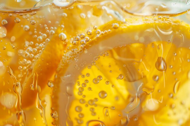 Le thé glacé froid avec des tranches de citron coule sur le verre.