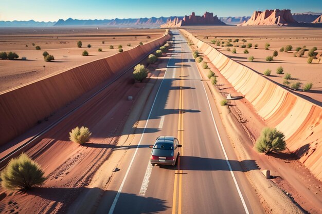 Photo the road across the desert is a desolate no man land desert road wallpaper background scenery
