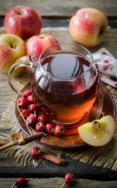 Le thé à la rose et les pommes