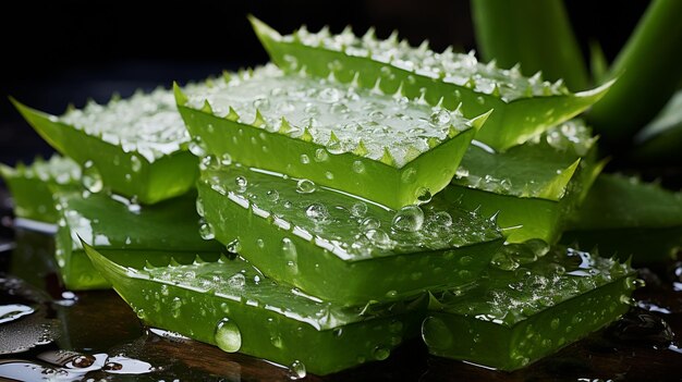 Photo thé vert avec des glaçons sur fond noir