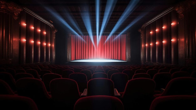 Un théâtre aux rideaux rouges et une scène Generative AI Art