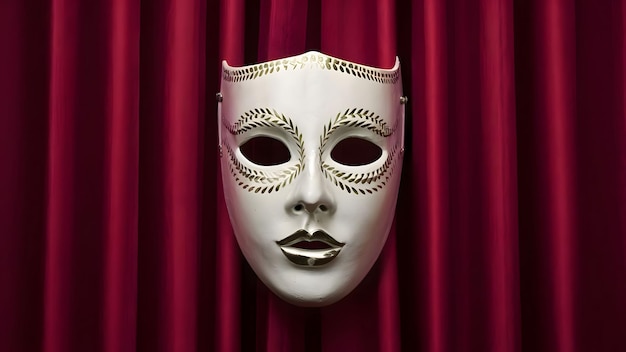 Photo le théâtre masque le drame et la comédie avec un rideau rouge en toile de fond.