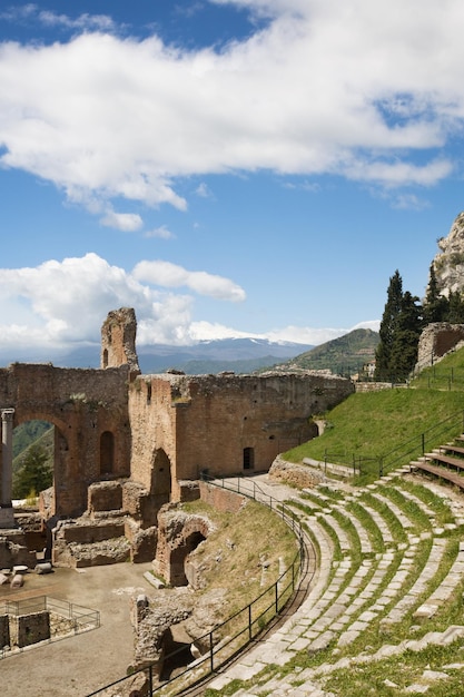 Théâtre de Taormina et Mont Etna en Sicile, Italie