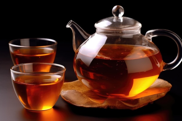théière avec un verre de thé AI Generated