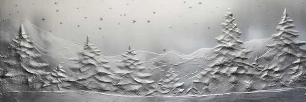 Photo thème de l'arbre de noël pressé sur une feuille métallique argentée en gros plan fond festif brillant