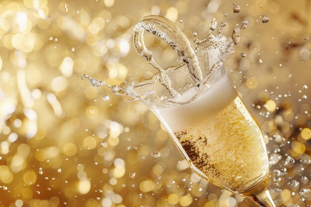 Photo thème de célébration avec des éclaboussures de champagne