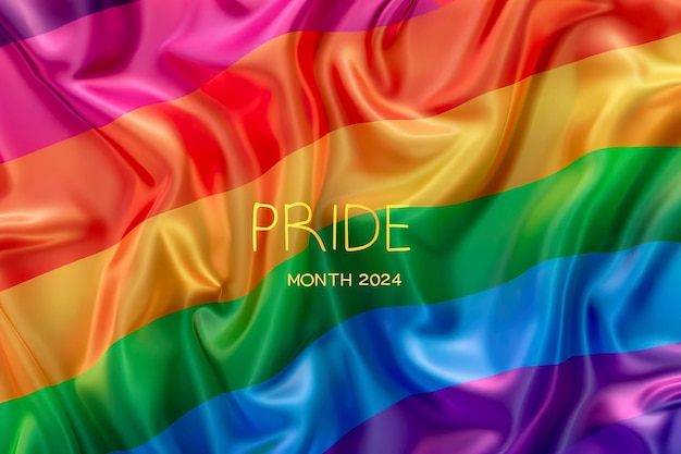 Thème du mois de la fierté 2024 avec une illustration de la texture du drapeau de l'arc-en-ciel ondulé