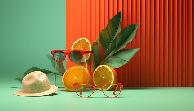 Thème d'été 3D minimal Concept cool pour les publicités d'été