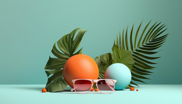 Photo thème d'été 3d minimal concept cool pour les publicités d'été