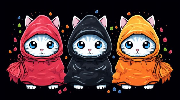 Le thème d'Halloween Trois mignons chatons
