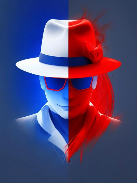 Thème lumineux de hacker chapeau bleu blanc et rouge