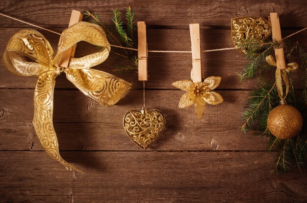 Thème de Noël sur des planches de bois