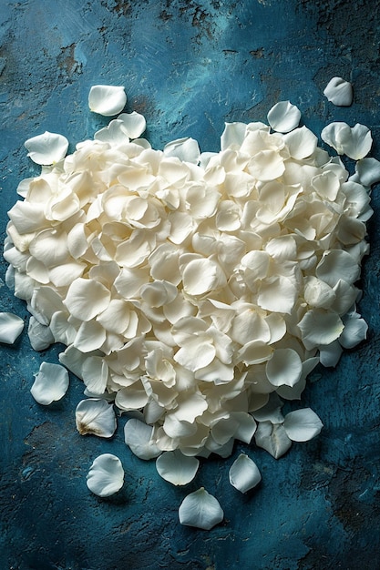un thème avec des pétales de rose blancs disposés en forme de cœur