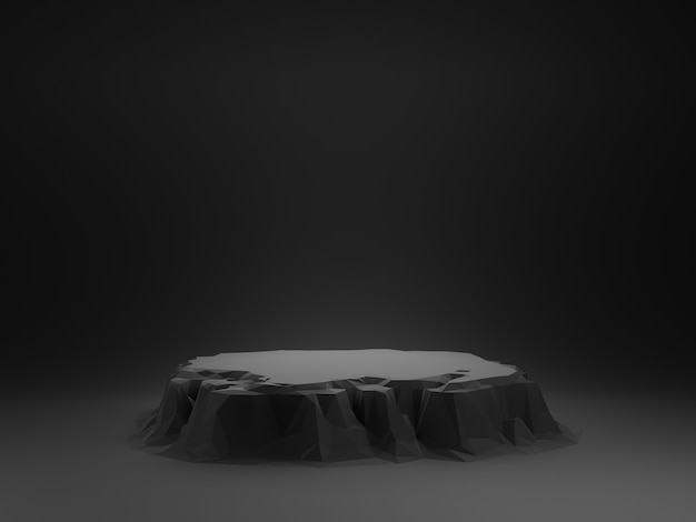 Thème sombre 3D du podium rock low poly