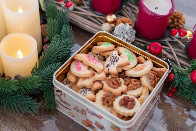 Thème de vacances de biscuits décorés de Noël