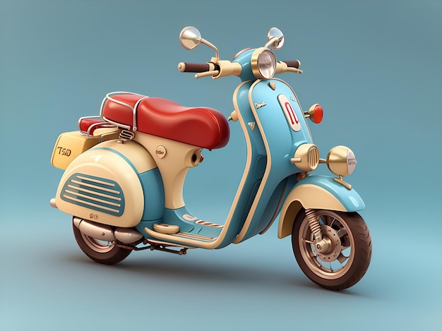 Le thème de la Vespa vintage est un design 3D isométrique très détaillé.