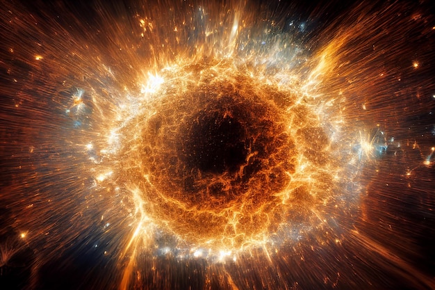 Théorie scientifique du moment du Big Bang Visualisation 3D Abstrait