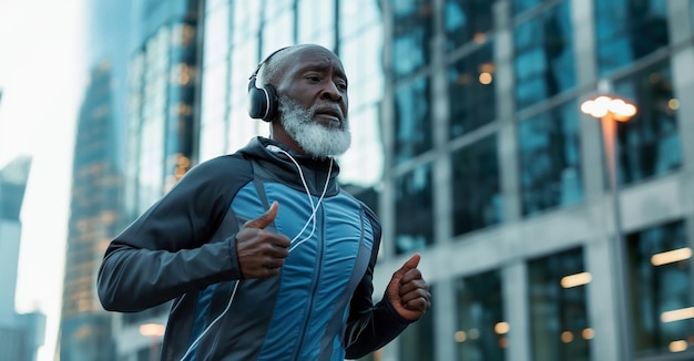 Photo there is a man with a beard and headphones running generative ai