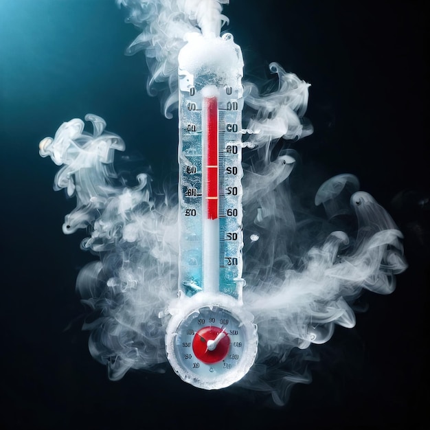 Thermomètre de congélation températures gelées et froides couvertes de glace