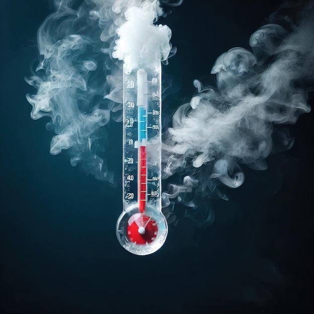 Photo thermomètre de congélation températures gelées et froides couvertes de glace