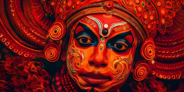 Theyyam Face Maquillage traditionnel Art du Kerala Inde