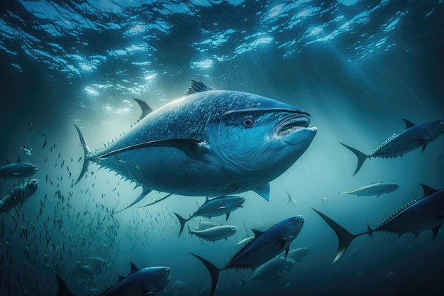 Thon rouge du Nord Fish Underwater Lush Nature par Generative AI