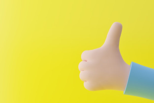 Thumbs up geste sur fond jaune d rendu