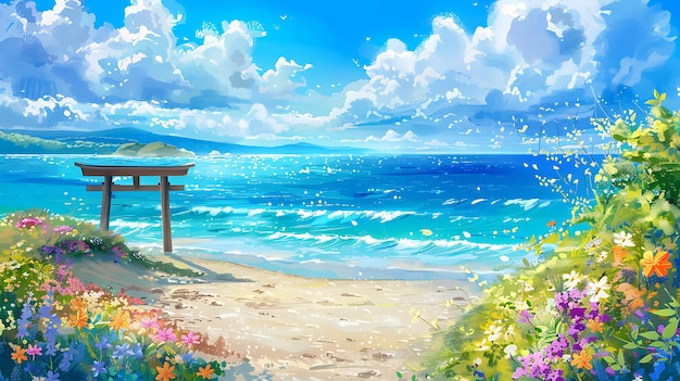 Thunderhead avec le ciel bleu paysage de nuit de lune nuage arbre style anime photo fond papier peint