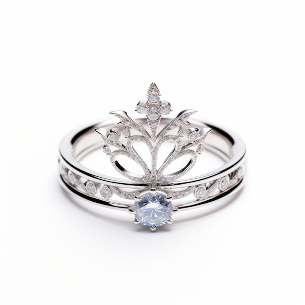 Photo une tiare inspirée d'un conte de fées avec un diamant blanc et un saphir bleu
