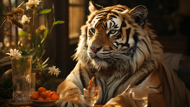 Tiger Oscar en attente de dîner en résolution UHD 8K